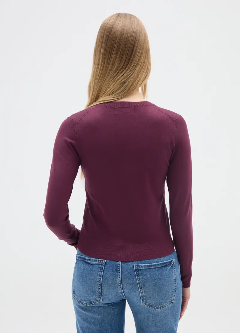 Pullover Viola Vinaccia Con Scollo Rotondo, Donna, Viola miniatura 3