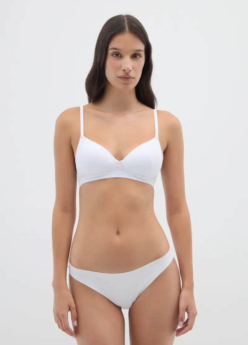 Reggiseno A Balconcino In Cotone Elasticizzato Bianco, Donna, Bianco miniatura 2