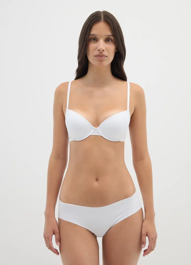 Reggiseno A Balconcino In Tessuto Elasticizzato Bianco, Donna, Bianco miniatura 2