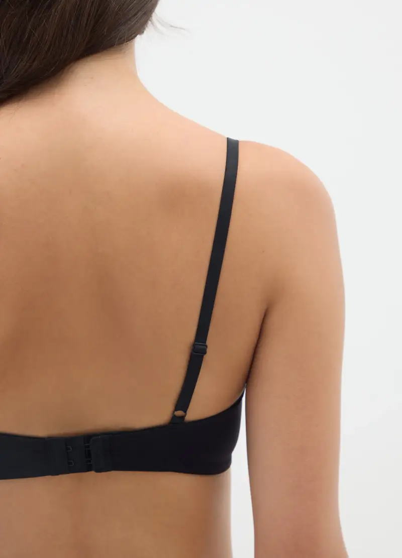Reggiseno A Balconcino In Tessuto Elasticizzato Nero, Donna, Nero miniatura 3