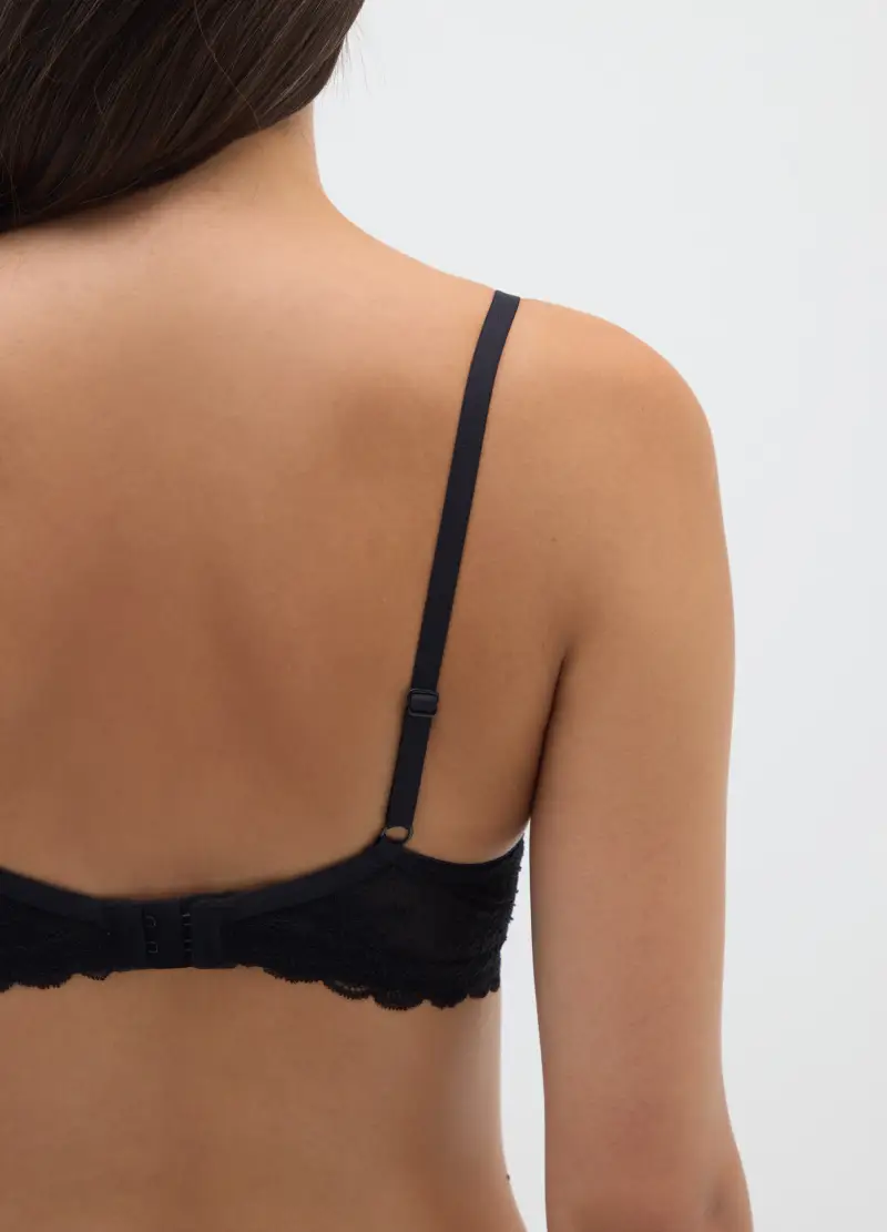 Reggiseno A Balconcino Nero Con Imbottitura, Donna, Nero miniatura 3