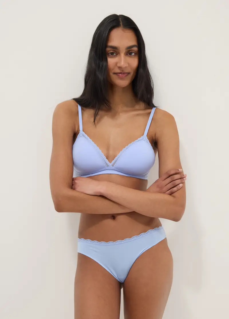 Reggiseno A Triangolo Azzurro Con Dettaglio In Pizzo, Donna, Azzurro miniatura 2