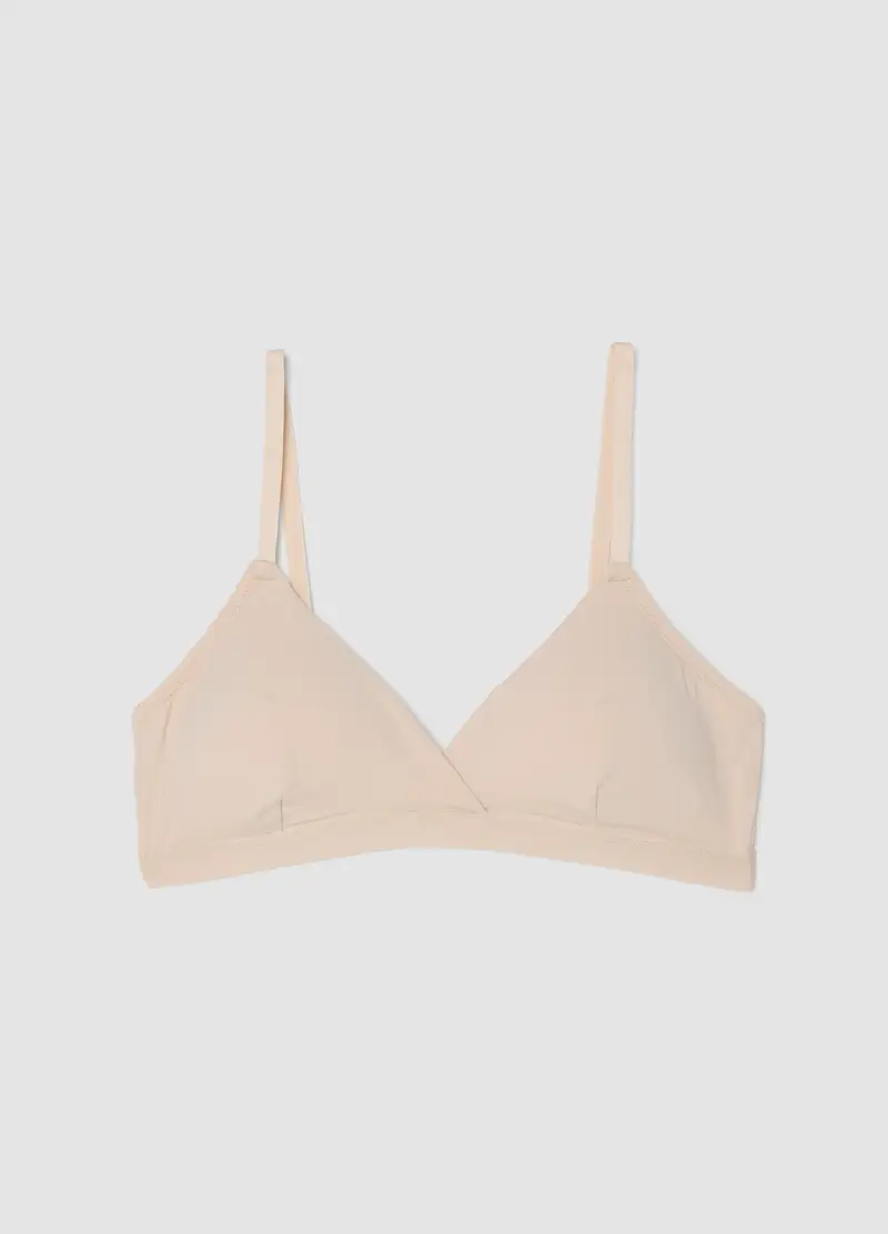 Reggiseno A Triangolo Beige Con Imbottitura Rimovibile In Tessuto Elasticizzato, Donna, Beige