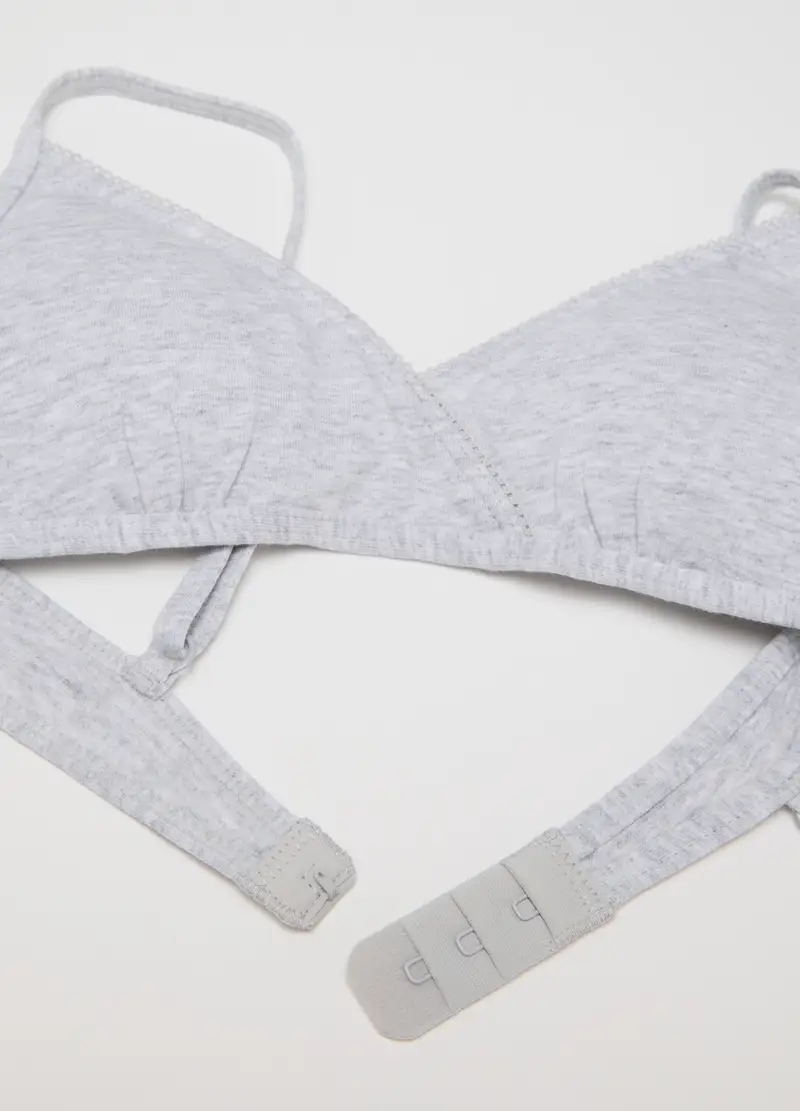 Reggiseno A Triangolo Da Ragazza In Cotone Elasticizzato Grigio, Bambina, Grigio miniatura 3