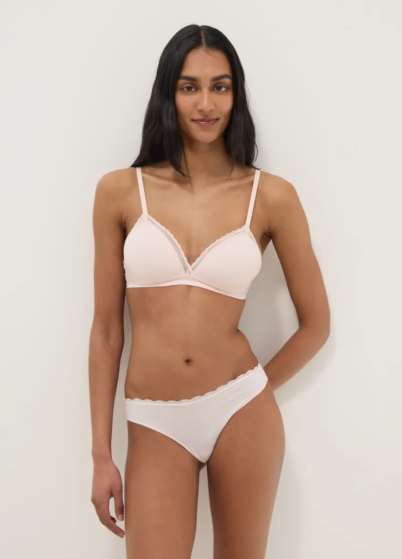 Reggiseno A Triangolo Rosa Con Dettaglio In Pizzo, Donna, Rosa miniatura 2