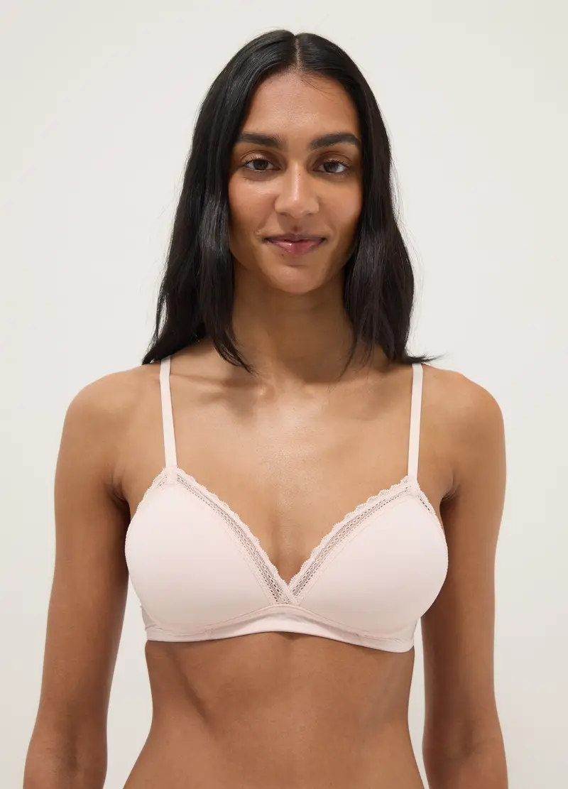 Reggiseno A Triangolo Rosa Con Dettaglio In Pizzo, Donna, Rosa