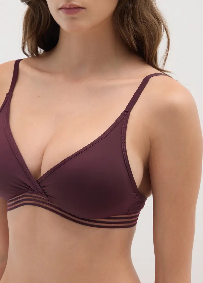 Reggiseno A Triangolo Viola Scuro In Tessuto Elasticizzato, Donna, Viola miniatura 3
