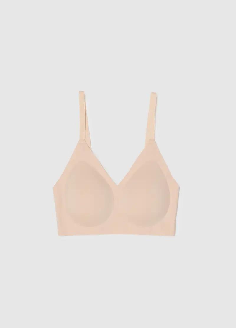 Reggiseno Beige Senza Cuciture Con Imbottitura Removibile, Donna, Beige