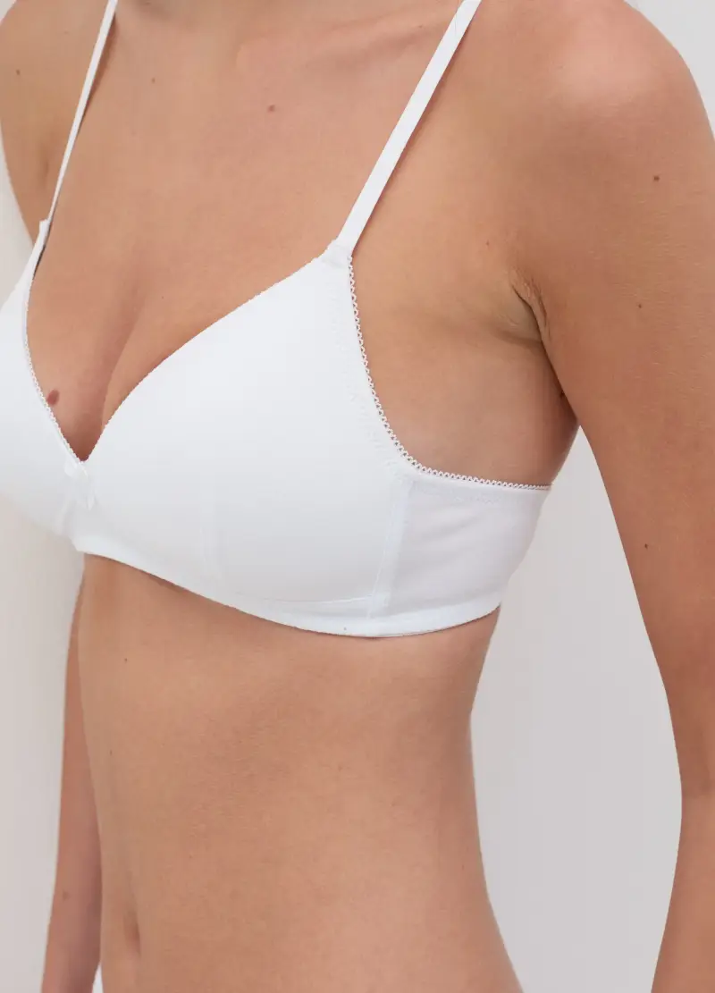 Reggiseno Bianco In Cotone Stretch, Donna, Bianco miniatura 3