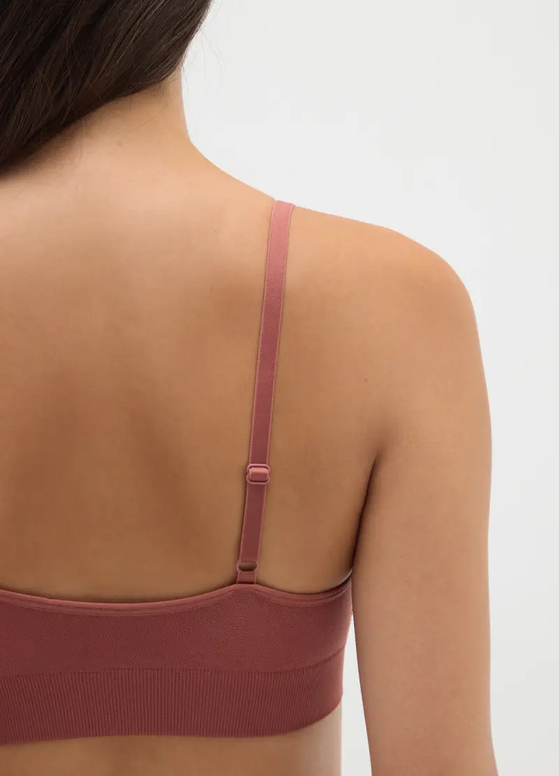 Reggiseno Brassiere In Tessuto Elasticizzato Rosso Mattone, Donna, Marrone miniatura 3