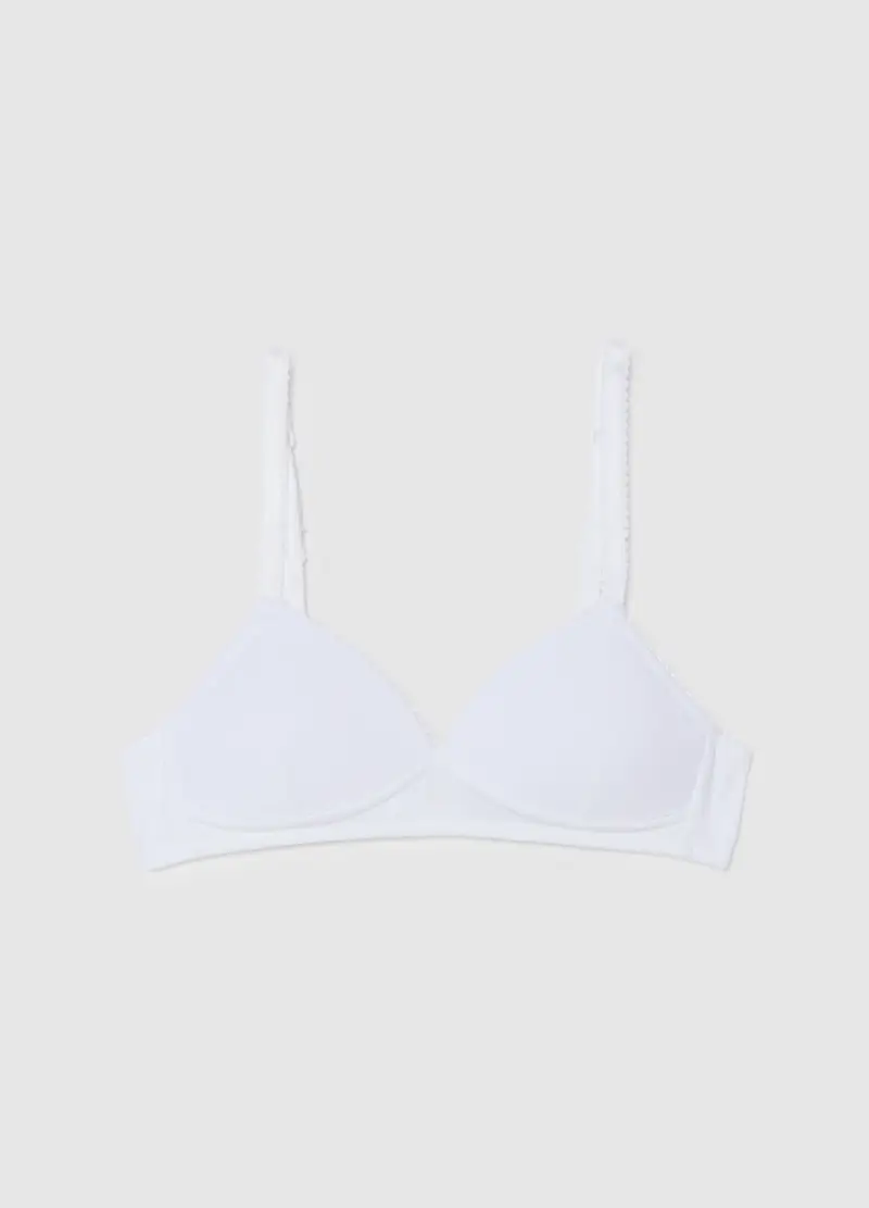 Reggiseno Da Ragazza In Cotone Elasticizzato Bianco, Bambina, Bianco