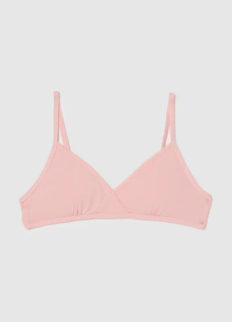 Reggiseno Da Ragazza In Cotone Elasticizzato Rosa, Bambina, Rosa