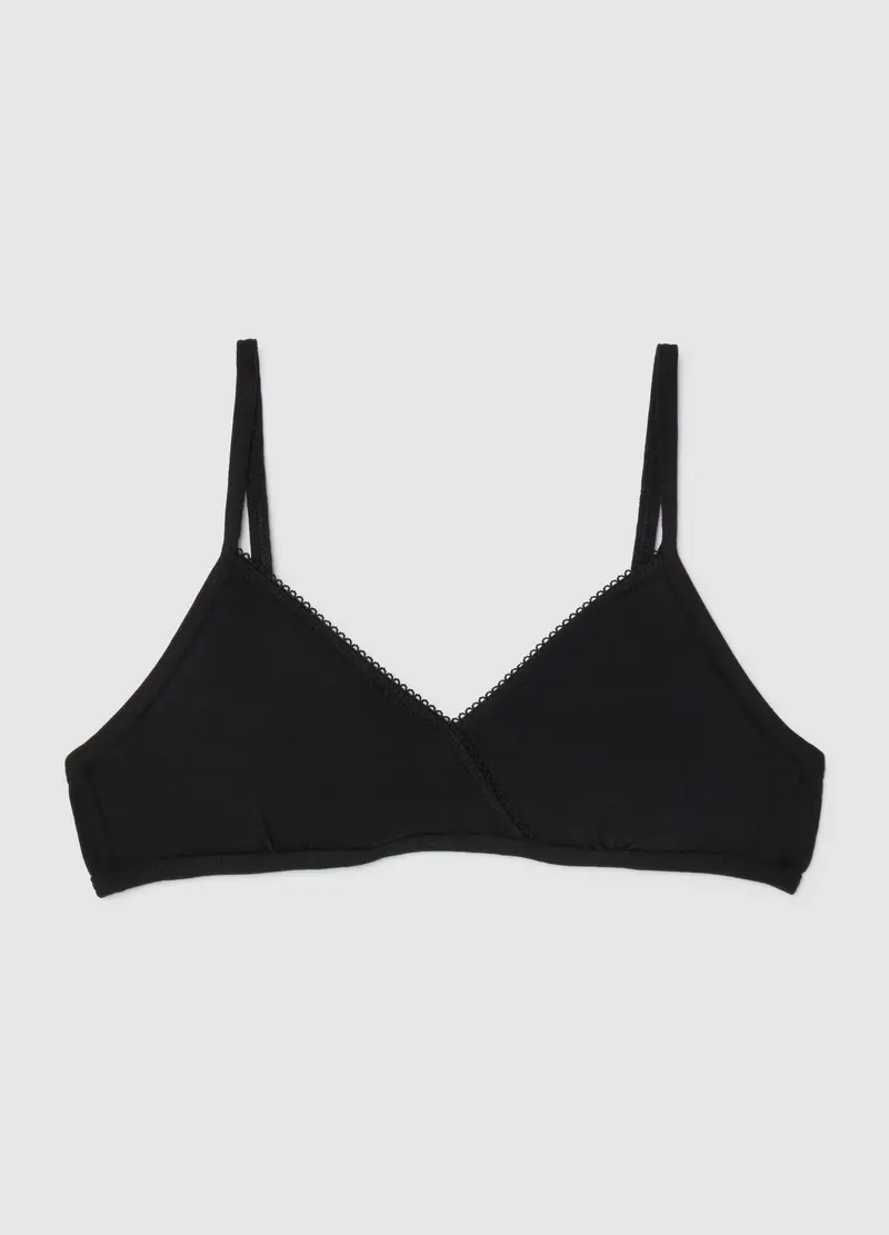 OVS, Reggiseno Da Ragazze In Cotone Elasticizzato Nero, Bambina, Nero, Taglia: 10-11