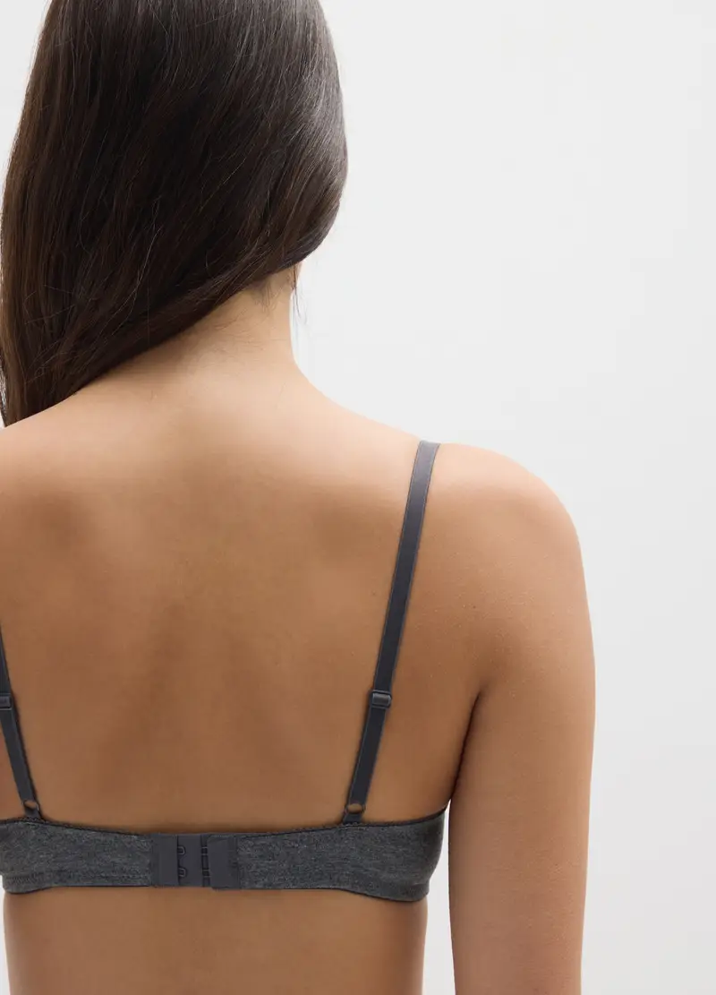 Reggiseno Grigio In Cotone Elasticizzato, Donna, Grigio miniatura 3