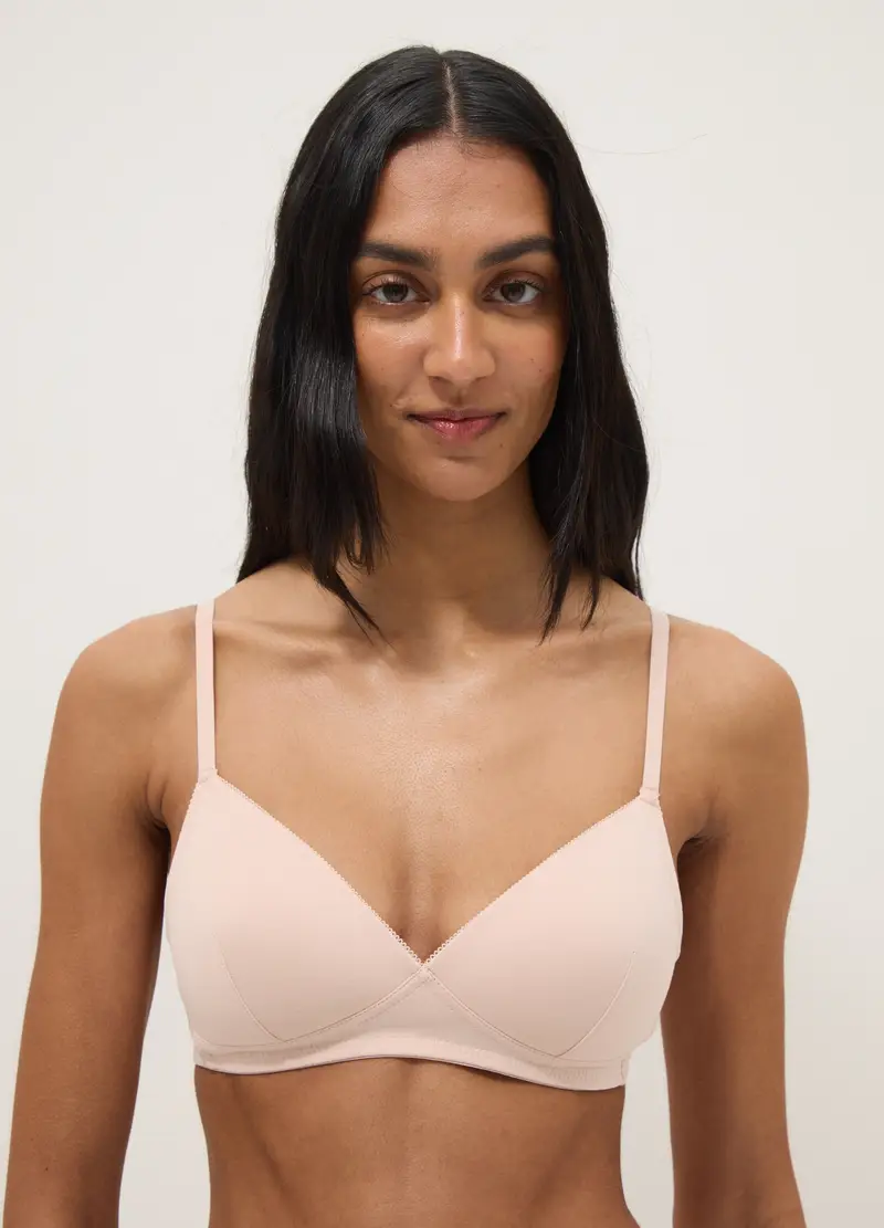 Reggiseno Imbottito In Cotone Elasticizzato Rosa, Donna, Rosa