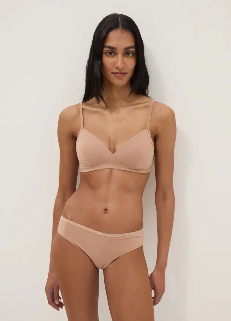 Reggiseno In Cotone Elasticizzato Beige Con Imbottitura Leggera, Donna, Beige miniatura 2
