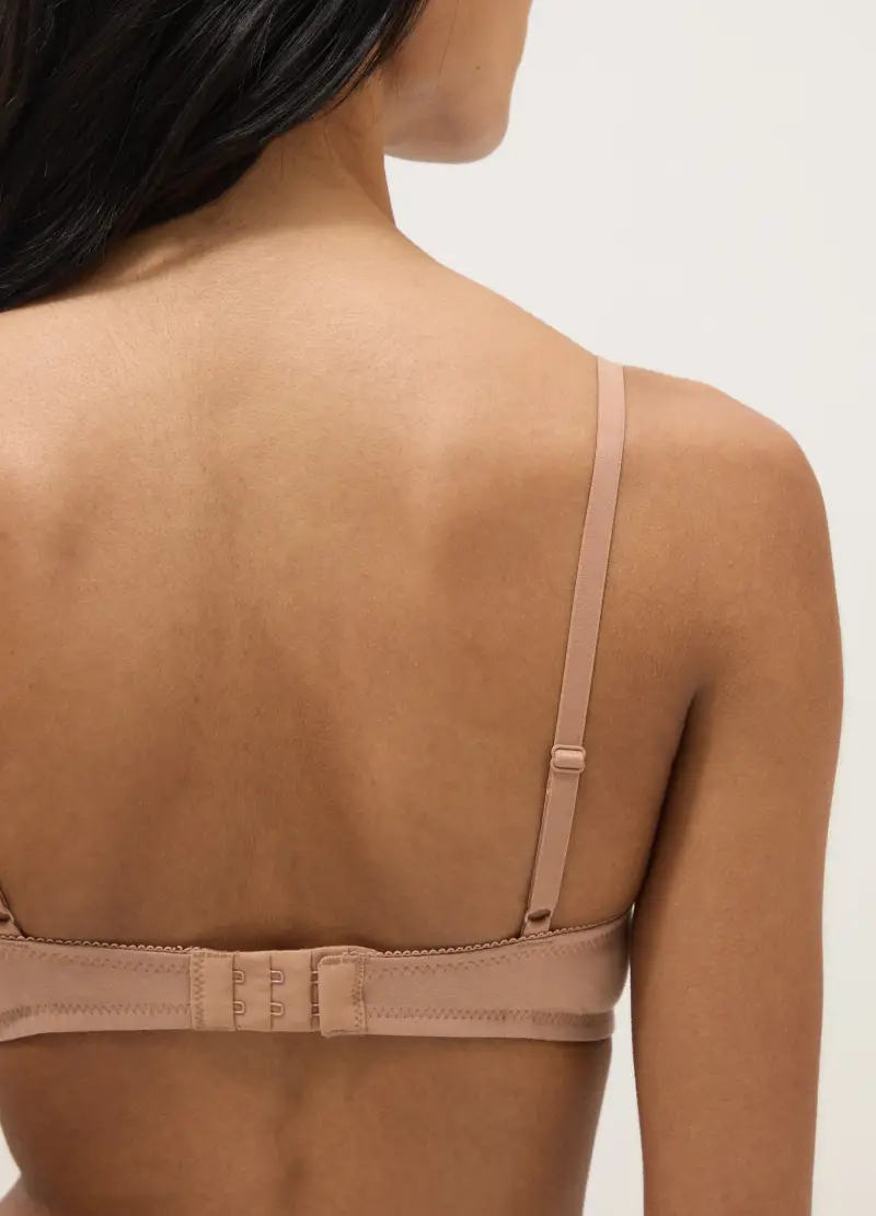 Reggiseno In Cotone Elasticizzato Beige Con Imbottitura Leggera, Donna, Beige miniatura 3