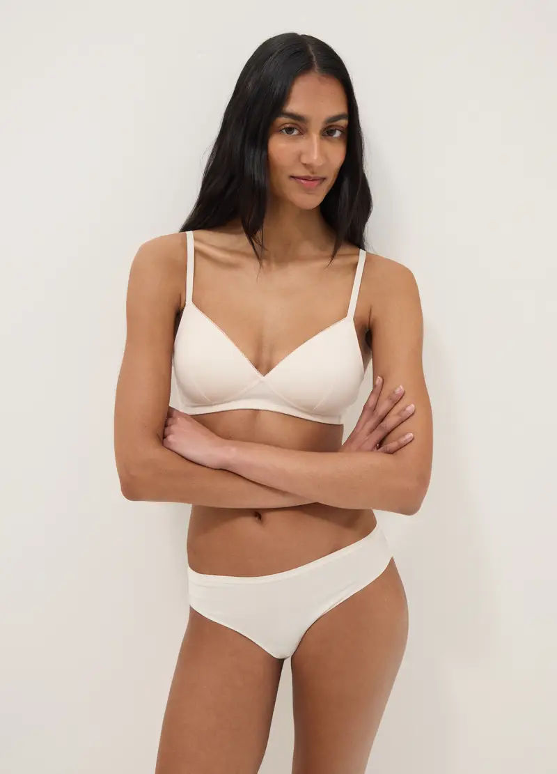Reggiseno In Cotone Elasticizzato Bianco Con Imbottitura Leggera, Donna, Bianco miniatura 2