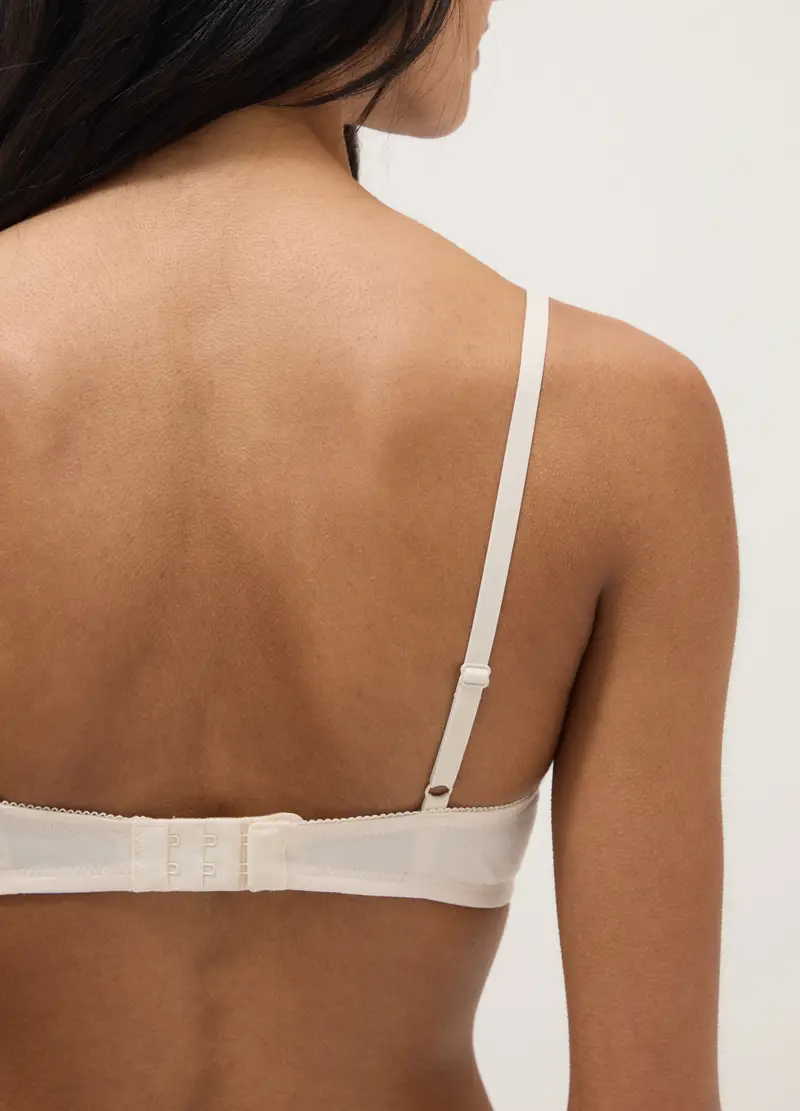 Reggiseno In Cotone Elasticizzato Bianco Con Imbottitura Leggera, Donna, Bianco miniatura 3