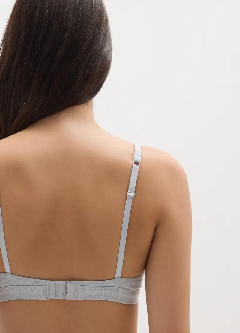 Reggiseno In Cotone Elasticizzato Grigio, Donna, Grigio miniatura 3