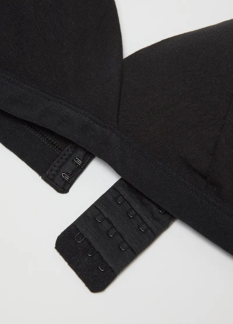 Reggiseno In Cotone Elasticizzato Nero Con Spalline Sottili, Donna, Nero miniatura 2