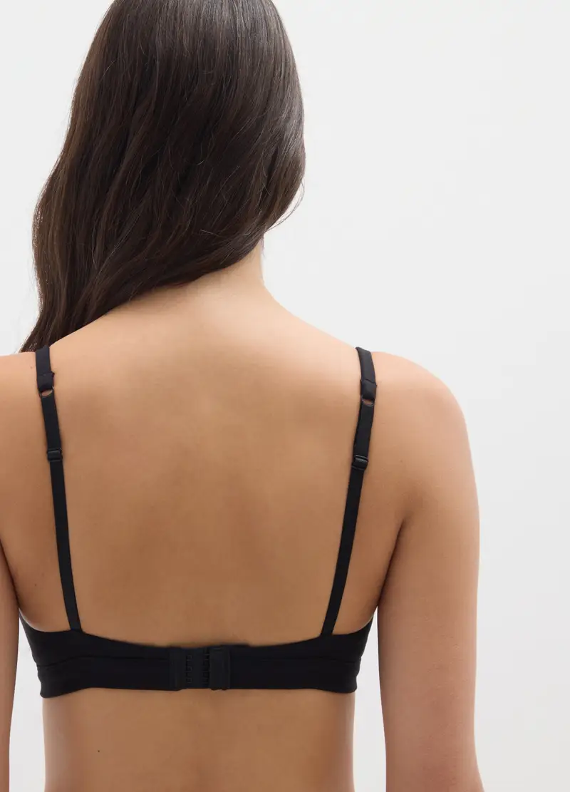 Reggiseno In Cotone Elasticizzato Nero, Donna, Nero miniatura 3