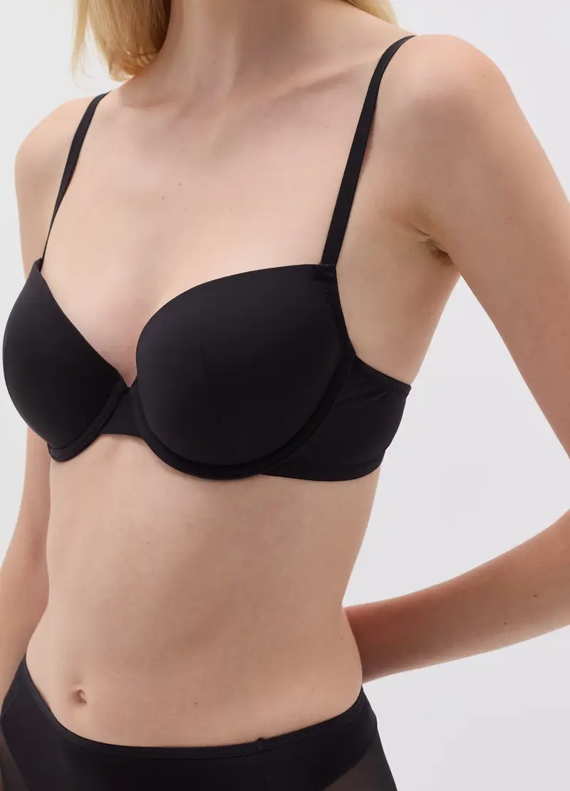 OVS, Reggiseno In Microfibra Con Dettagli In Rete Nero, Donna, Nero, Taglia: 2B miniatura 3