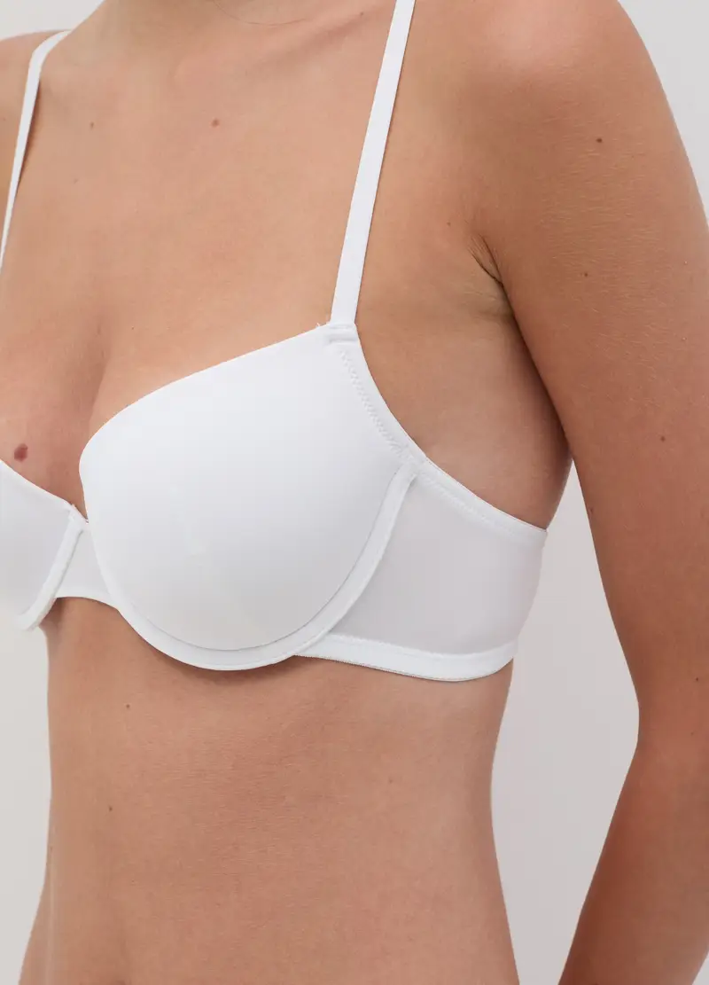 Reggiseno In Microfibra Con Spalline Regolabili, Donna, Bianco miniatura 3