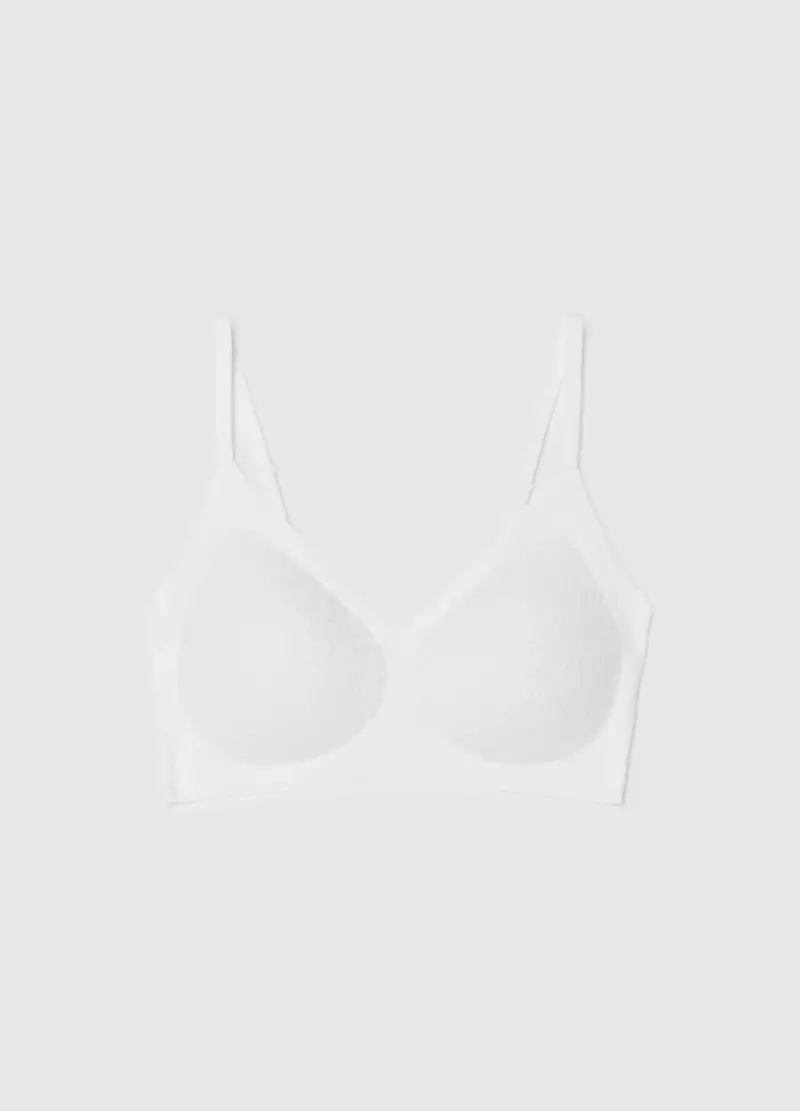 Reggiseno In Pizzo Bianco Con Imbottitura Removibile, Donna, Bianco