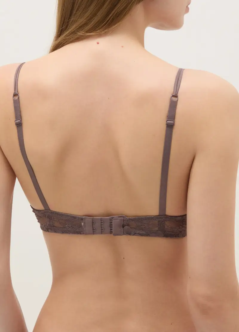 Reggiseno In Pizzo Grigio Con Imbottitura, Donna, Grigio miniatura 3