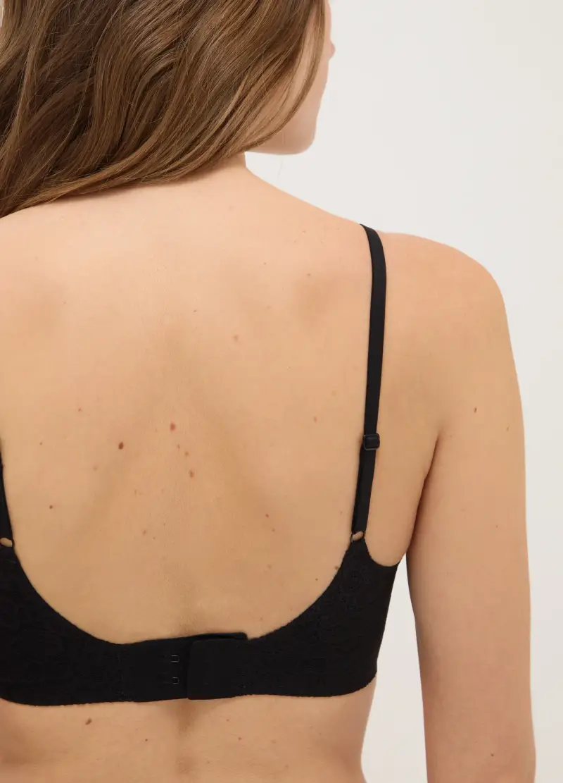 Reggiseno In Pizzo Nero Con Imbottitura Removibile, Donna, Nero miniatura 3