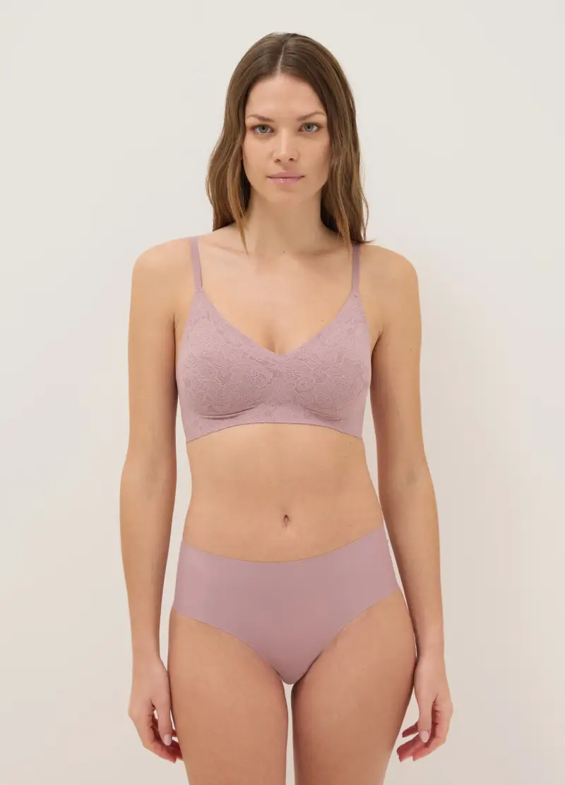 Reggiseno In Pizzo Rosa Con Imbottitura Removibile, Donna, Rosa miniatura 2