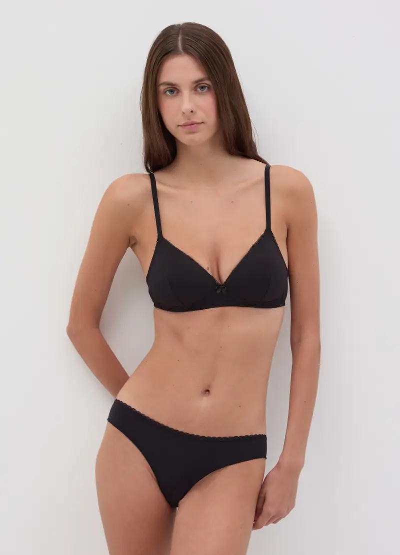 Reggiseno Nero In Cotone Full Coverage, Donna, Nero