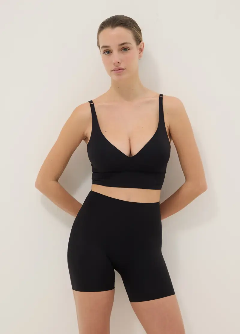 Reggiseno Nero Senza Imbottitura Con Spalline Regolabili, Donna, Nero miniatura 2