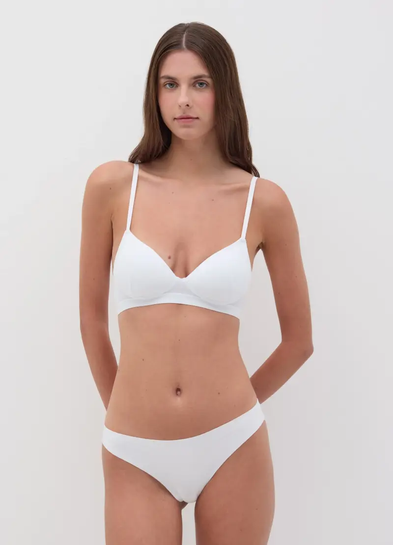 Reggiseno Sportivo Bianco In Cotone Stretch, Donna, Bianco miniatura 2