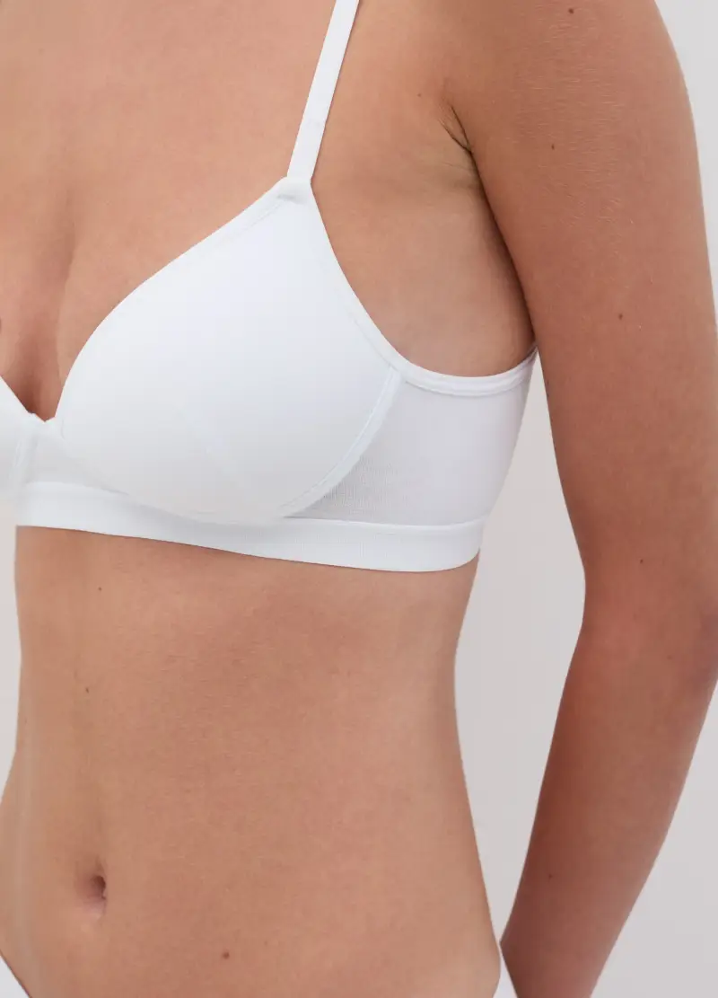 Reggiseno Sportivo Bianco In Cotone Stretch, Donna, Bianco miniatura 3