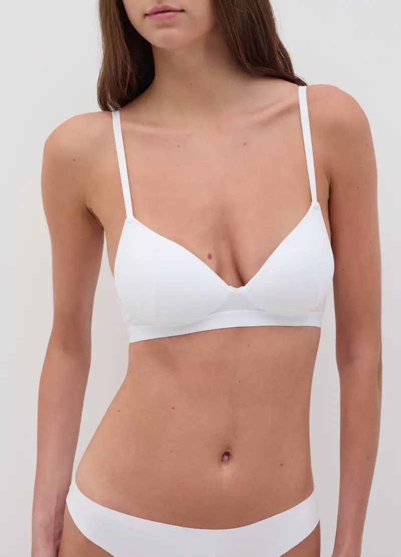 Reggiseno Sportivo Bianco In Cotone Stretch, Donna, Bianco