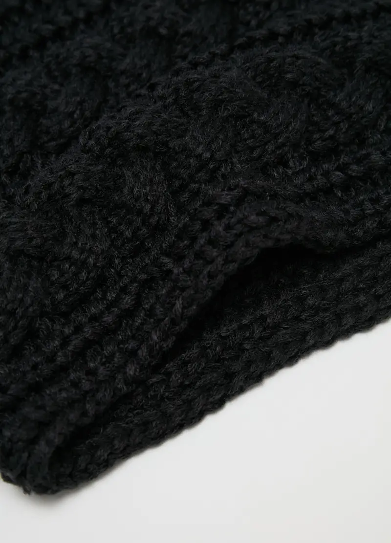 Scaldacollo Con Lavorazione A Trecce, Donna, Nero miniatura 2