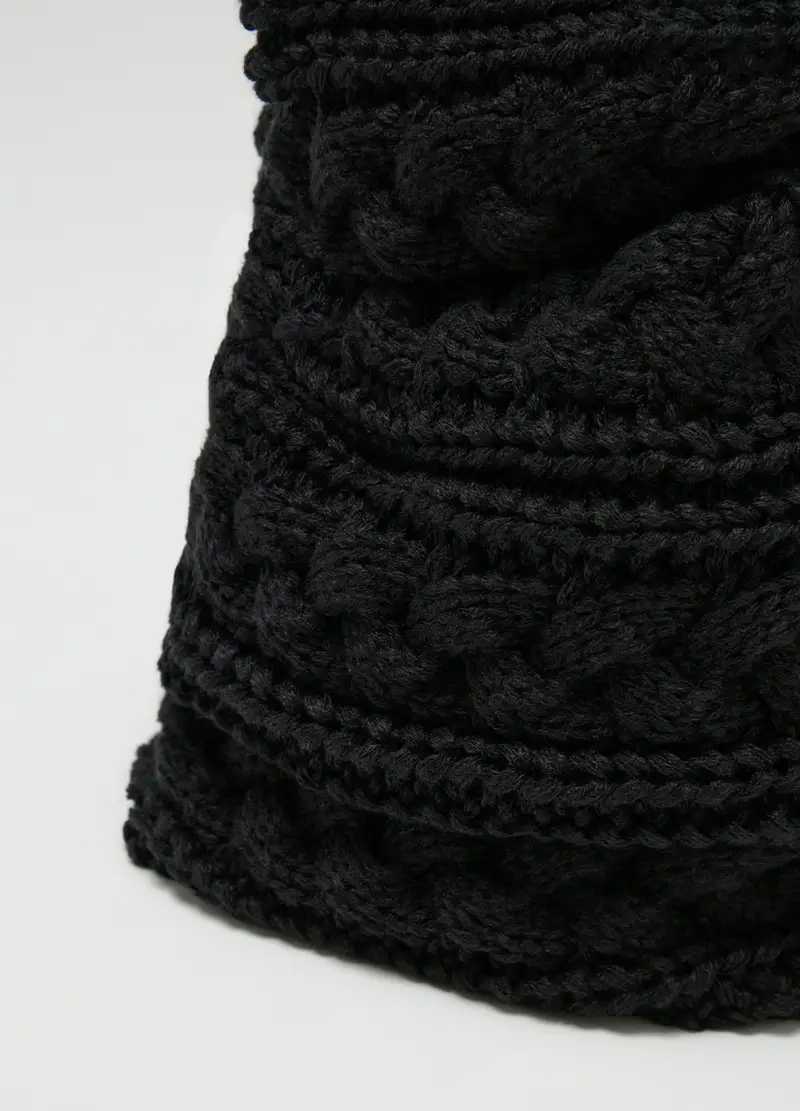 Scaldacollo Con Lavorazione A Trecce, Donna, Nero miniatura 3