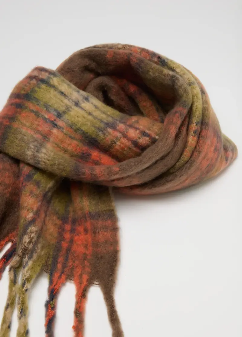 , Sciarpa A Quadri Multicolor Con Frange, Donna, Multicolor miniatura 2