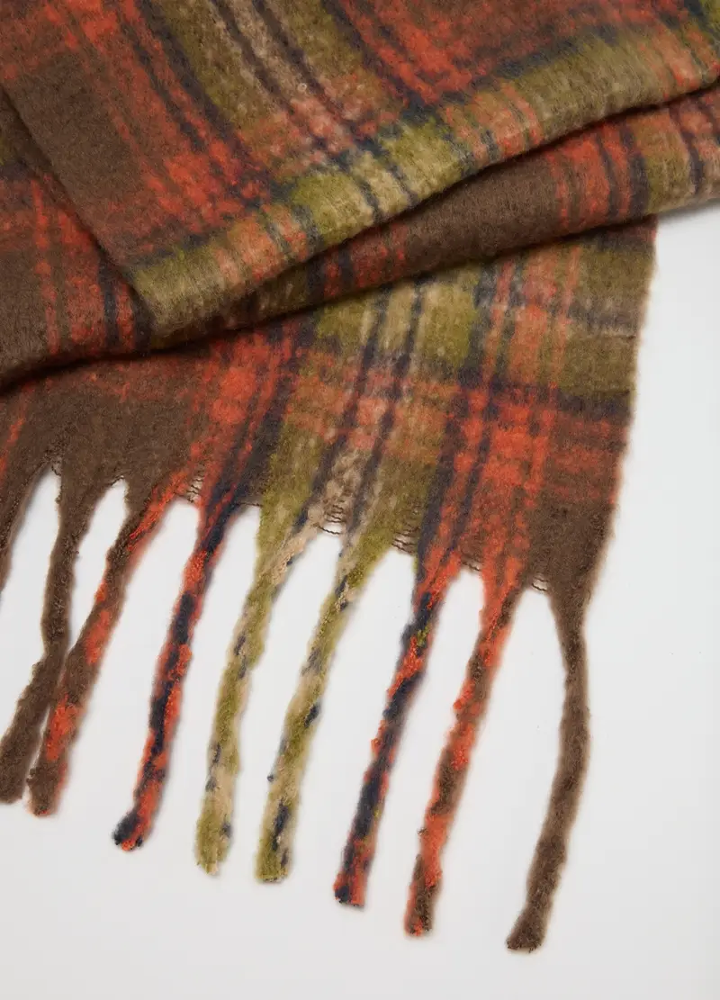 , Sciarpa A Quadri Multicolor Con Frange, Donna, Multicolor miniatura 3