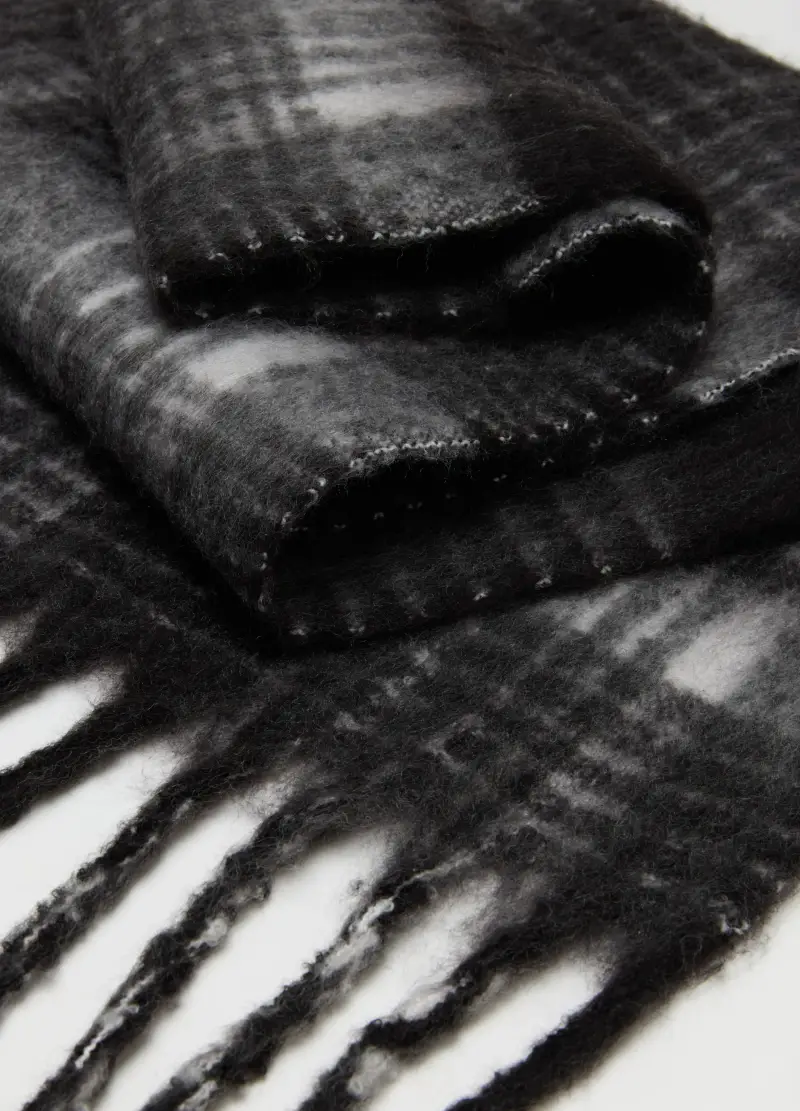 , Sciarpa A Quadri Multicolor Con Frange, Donna, Multicolor miniatura 3