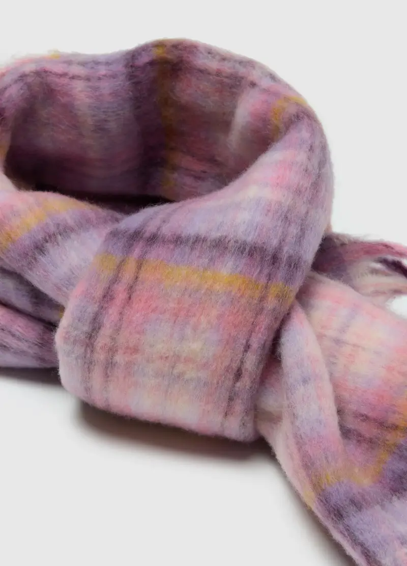 Sciarpa A Quadri Multicolor Con Frange, Donna, Multicolor miniatura 2