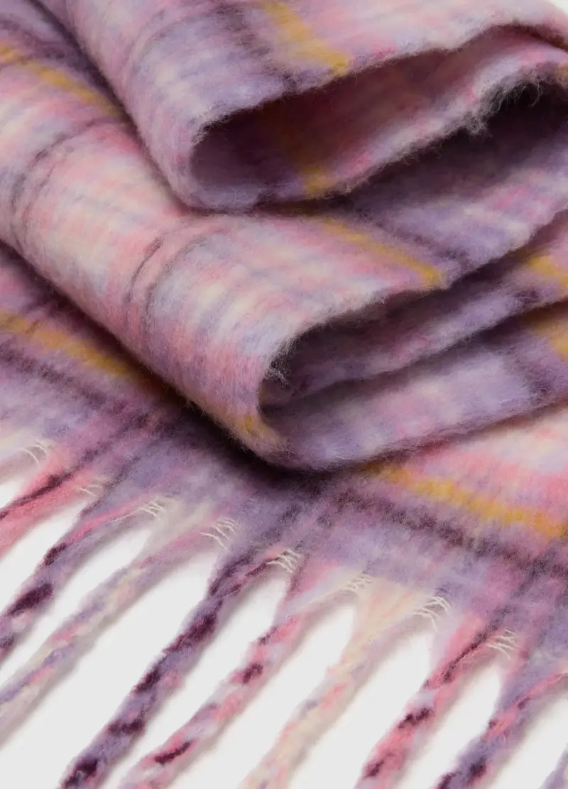 Sciarpa A Quadri Multicolor Con Frange, Donna, Multicolor miniatura 3