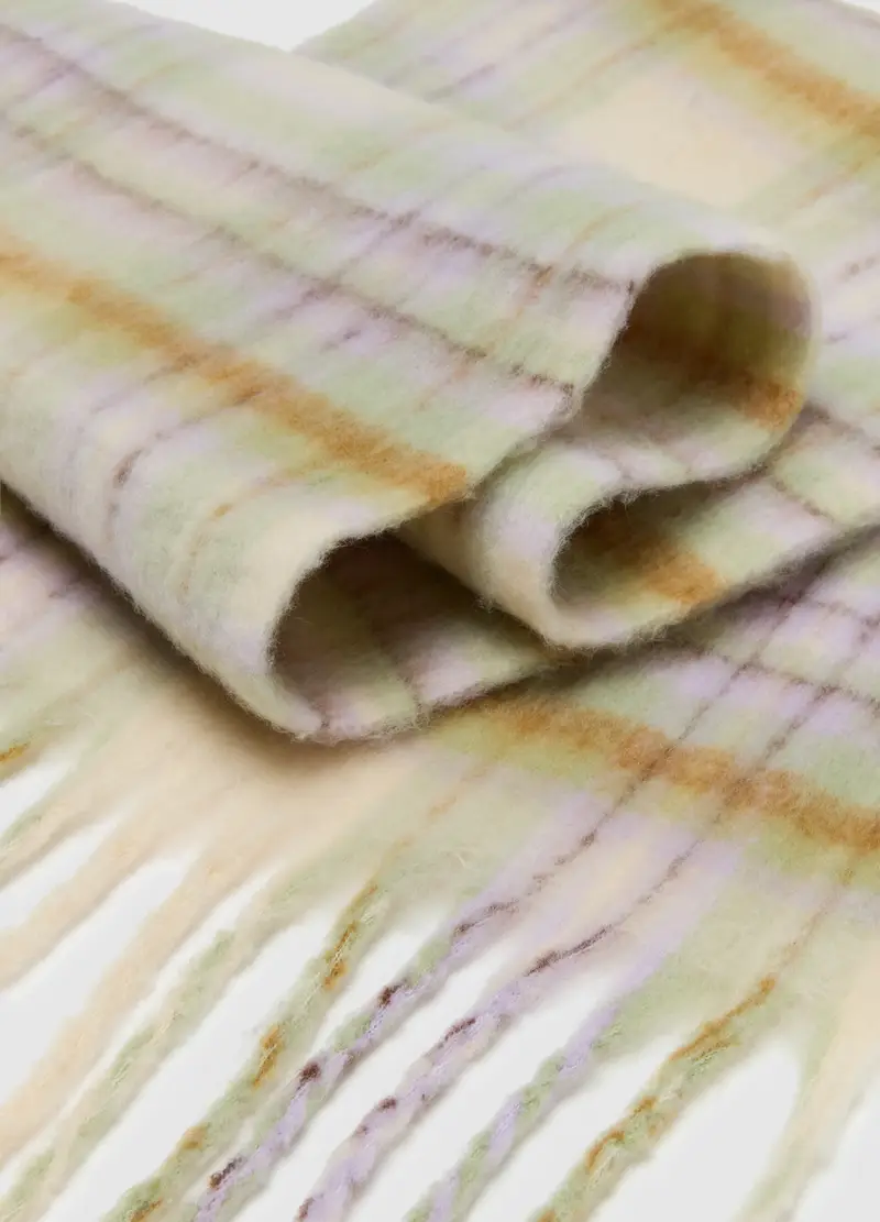 , Sciarpa A Quadri Multicolor Con Frange, Donna, Multicolor miniatura 3