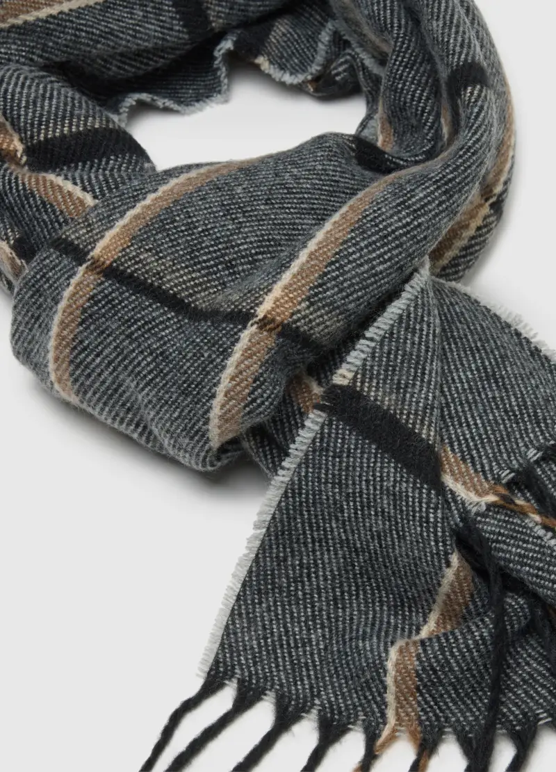 , Sciarpa A Quadri Multicolor Con Frange, Uomo, Multicolor miniatura 2