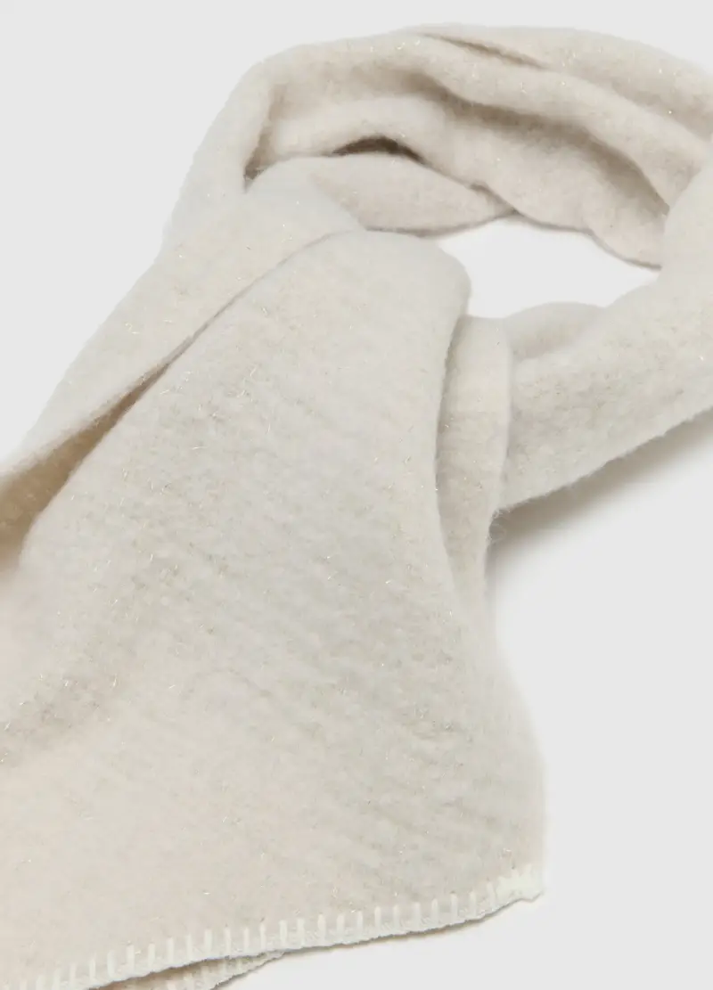 Sciarpa Beige Con Filamenti Metallici, Donna, Beige miniatura 2