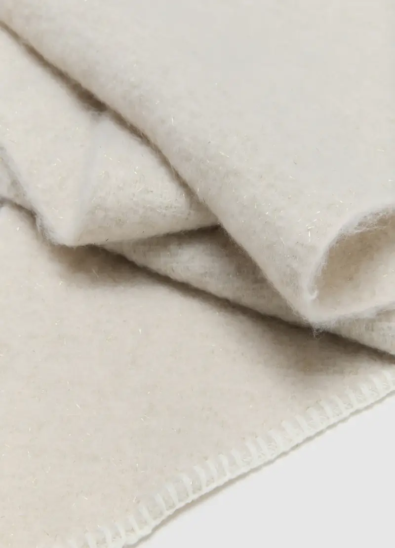 Sciarpa Beige Con Filamenti Metallici, Donna, Beige miniatura 3