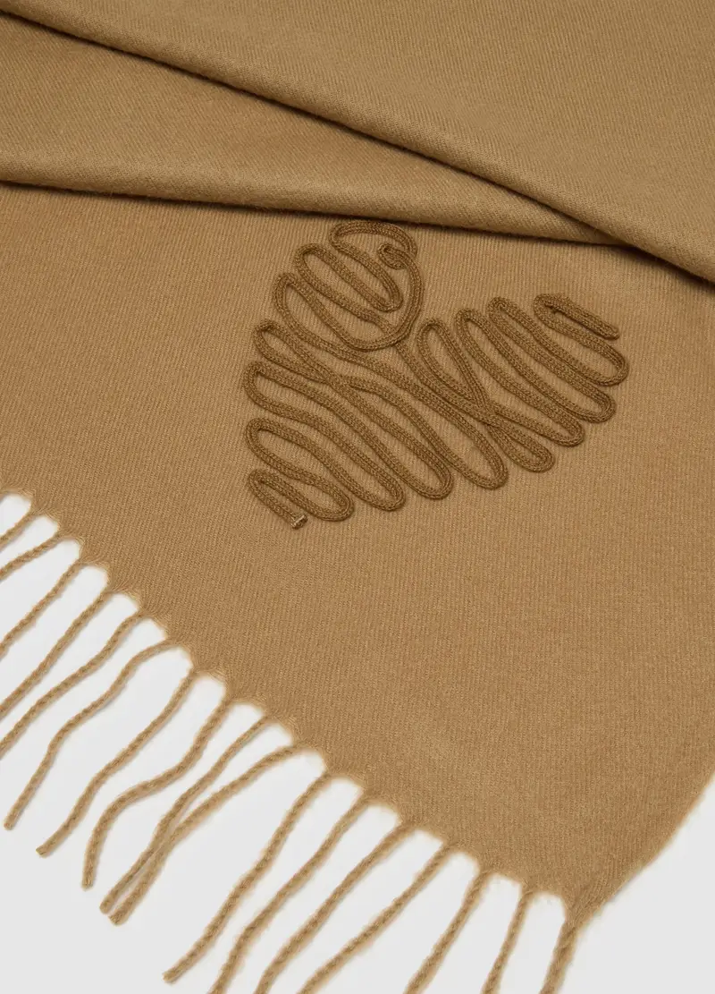 , Sciarpa Beige Con Frange, Donna, Beige miniatura 3