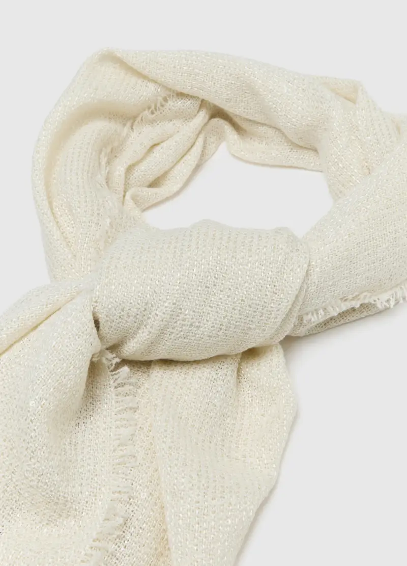 Sciarpa Bianca Con Dettagli Metallici, Donna, Bianco miniatura 2